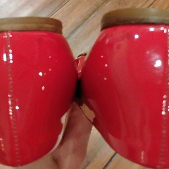 Rosso / red gold Salvatore Ferragamo patent Varina leather Ferragamo Ballet flat - Picture 6 of 7